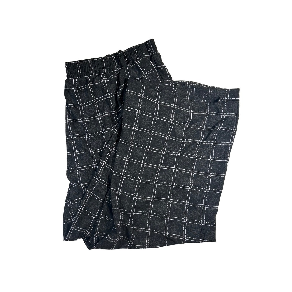 Torrid Plus Size 24 Wide Leg Cropped Pants Black White Windowpane Grid Plaid